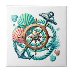 Cool ships wheel anchor tile