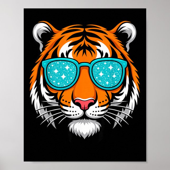 Cool Shirts For Boys Kids, Funny Tiger Sungles  Poster (Front)