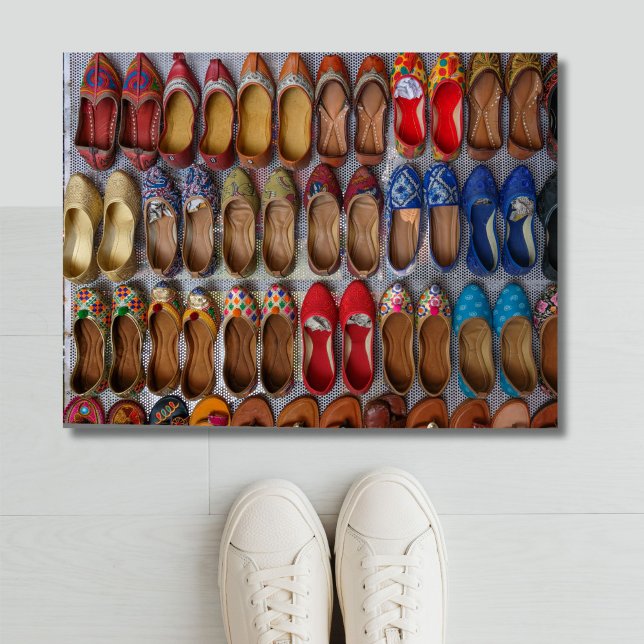 Cool SHOES Picture Door Mat (This cool doormat features rows and rows of shoes! A colorful, original welcome.)