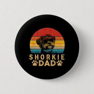 Cool Shorkie Dad Dog Lovers Paw Print Fathers Day 2 Inch Round Button