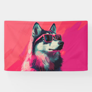 Cool Siberian Husky dog with sunglasses Banner