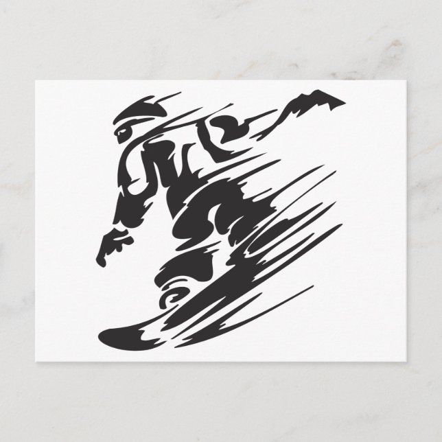Cool Silhouette Snowboarding Mountain Postcard (Front)