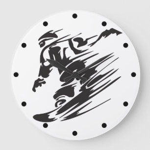Cool Silhouette Snowboarding Mountain Wall Clock