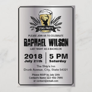 Cool Silver Beer Barley Stag Bachelor Party Card