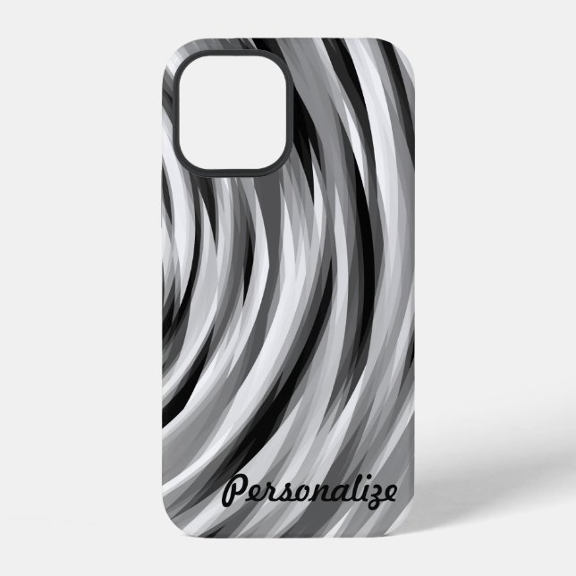 Cool Silver Black Stripy Pattern iPhone Case (Back)