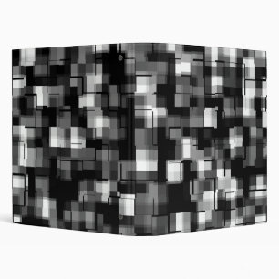 COOL Silver Black White Abstract Plaid Binder