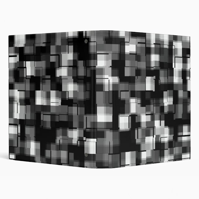 COOL Silver Black White Abstract Plaid Binder (Background)