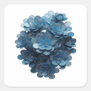 Cool Silver BLUE FLORAL GEMSTONE Label Design