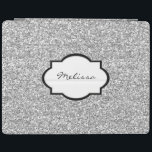 Cool Silver glitter bling sparkling monogram name iPad Smart Cover<br><div class="desc">Cool silver glitter bling sparkling shining monogram name cover.
You can easily change the name.</div>