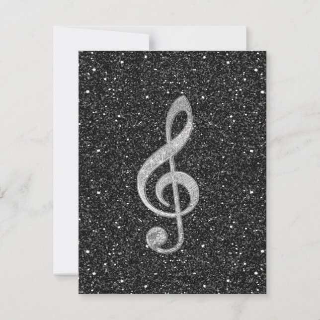 Cool silver glitter shining effects treble clef (Front)