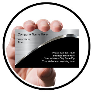 Cool Silver Metallic Look Construction  Business Card