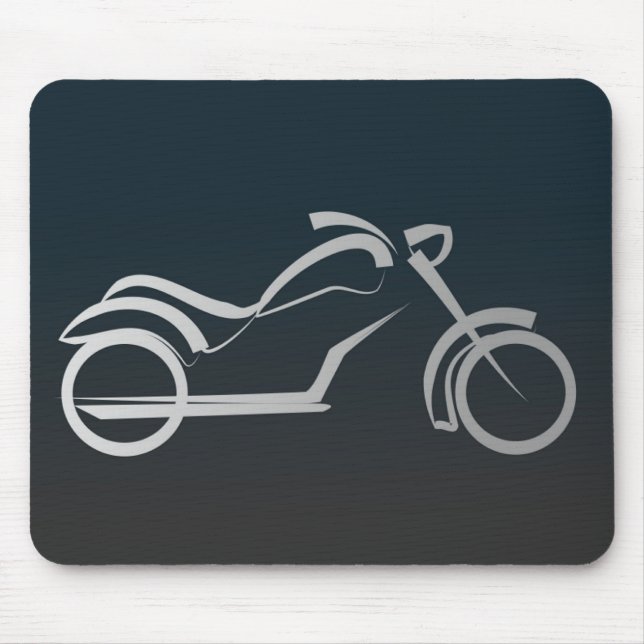 Cool Silver Motorcycle Frame on Black Mouse Pad (Front)