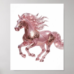 Cool Silver PINK GLASS HORSE Slogan Design Poster