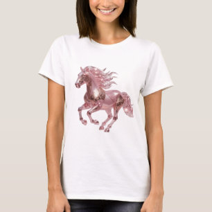 Cool Silver PINK GLASS HORSE Slogan Design T-Shirt