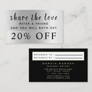 Cool Silver Sparkle Ombre Glitter Trendy Black Discount Card