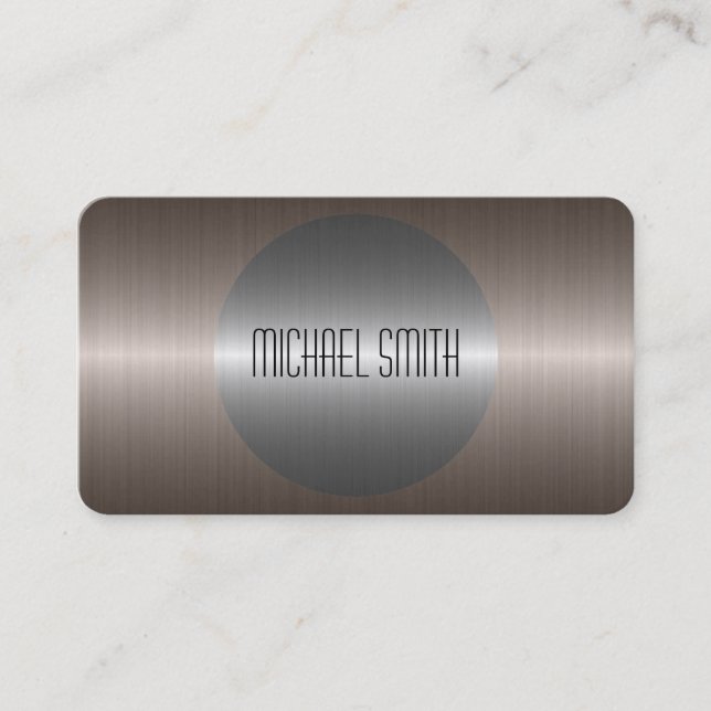 Cool Silver Stainless Steel Metal 7 Business Card (Front)