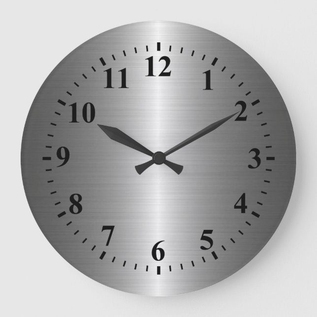 Cool Silver Stainless Steel Metal Large Clock (Front)
