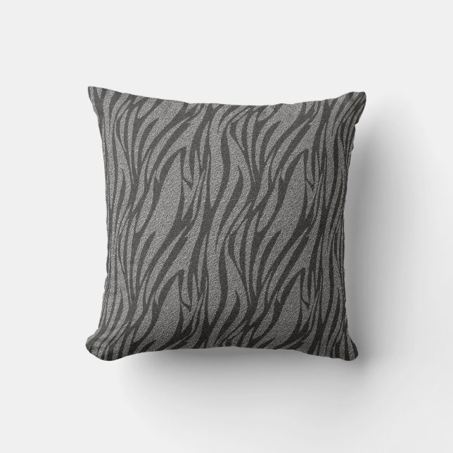 Cool Silver Zebra Print Pattern Pillow (Front)