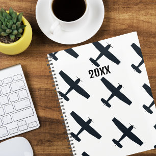 Cool, Simple Airplane Flying, Black and White Planner