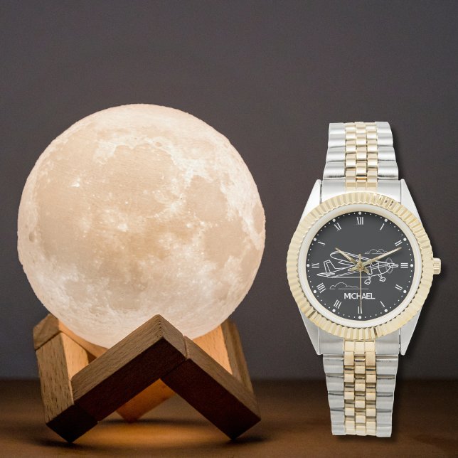 Cool simple Cessna airplane & clouds,Custom gift Watch (Creator Uploaded)