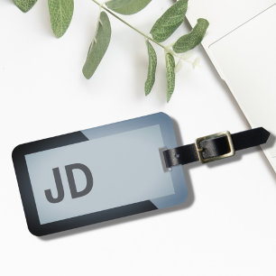 Cool Simple Dark Geometric Bold Monogram Luggage Tag