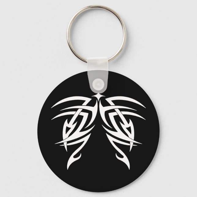Cool Simple Elegant Classic Black White Tribal Keychain (Front)