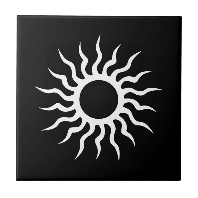 Cool Simple Elegant Classic Black White Tribal Tile (Front)