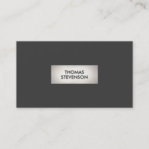 Cool Simple Faux Silver Silver Modern Black Business Card