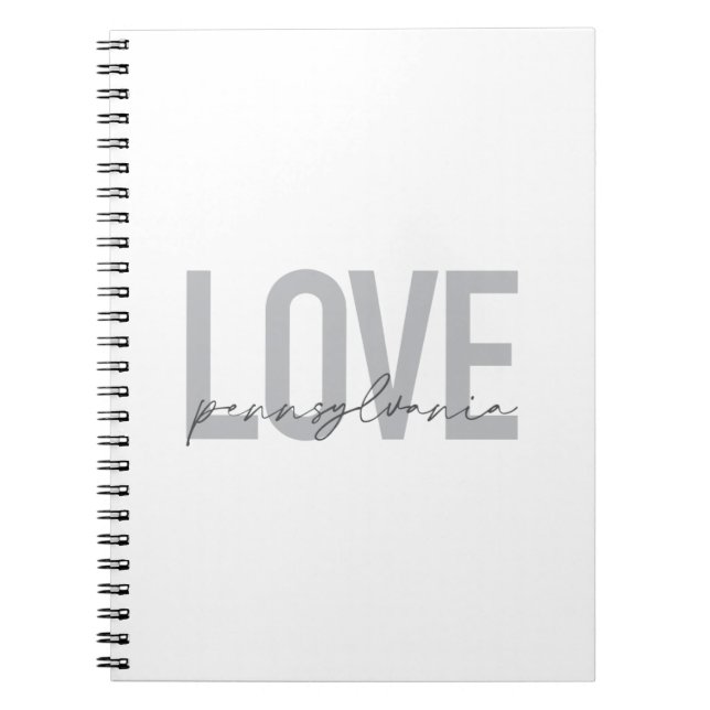 Cool, simple, modern design Love Pennsylvania Notebook (Front)