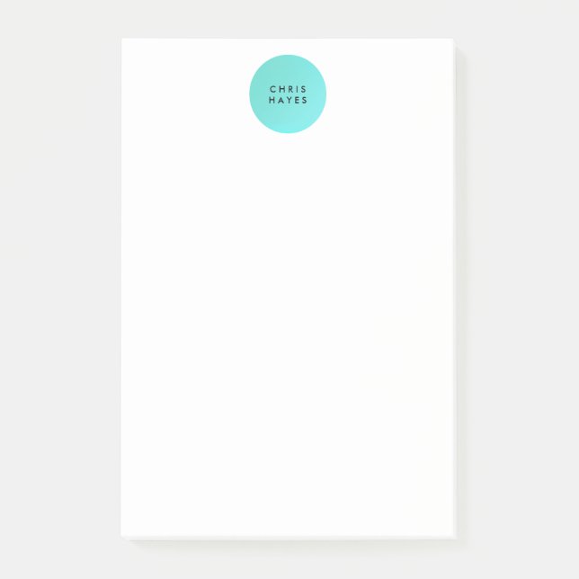 Cool Simple Modern Designer Turquoise Blue Circle Post-it Notes (Front)