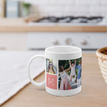 Cool Simple Photo Collage & Monogram Coffee Mug<br><div class="desc">Create your very own cool keepsake of your favourite family memories, wedding photos, or vacation snaps, with this awesome monogrammed photo collage mug! This simple design puts 4 of your favourite Instagram snaps front and centre, along with a single initial monogram on each side. Customize with four square photos of...</div>
