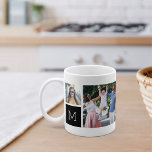 Cool Simple Photo Collage & Monogram Coffee Mug<br><div class="desc">Create your very own cool keepsake of your favorite family memories, wedding photos, or vacation snaps, with this awesome monogrammed photo collage mug! This simple design puts 4 of your favorite Instagram snaps front and center, along with a single initial monogram on each side. Customize with six square photos of...</div>