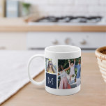 Cool Simple Photo Collage & Monogram Coffee Mug<br><div class="desc">Create your very own cool keepsake of your favourite family memories, wedding photos, or vacation snaps, with this awesome monogrammed photo collage mug! This simple design puts 4 of your favourite Instagram snaps front and centre, along with a single initial monogram on each side. Customize with four square photos of...</div>