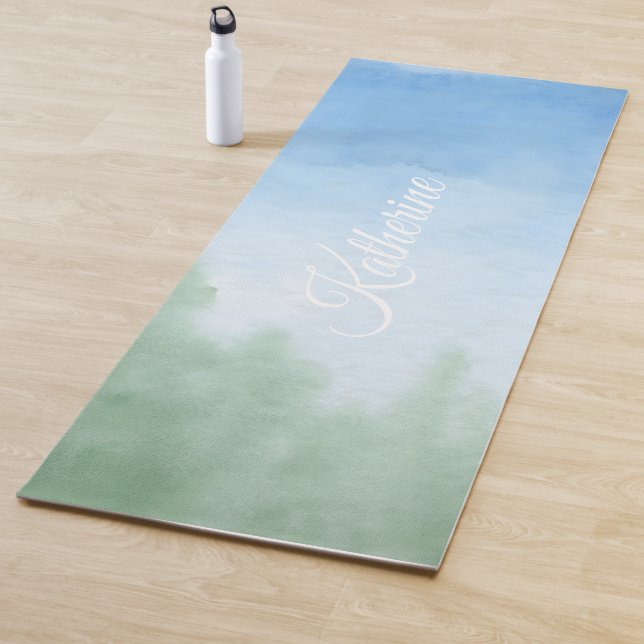Cool Simple Watercolor Modern Script   Yoga Mat (In Situ)