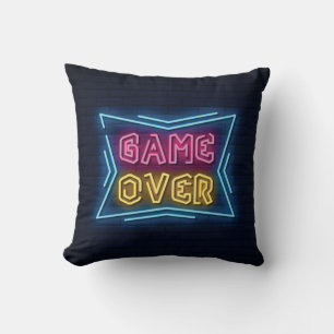 Cool Simulated Neon GAME OVER sign Throw Pillow