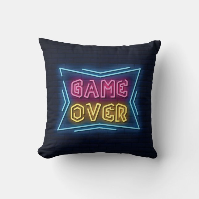 Cool Simulated Neon GAME OVER sign Throw Pillow (Front)