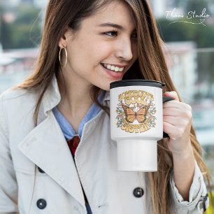 Cool Sister Butterfly Wild Flower Vintage Retro Travel Mug