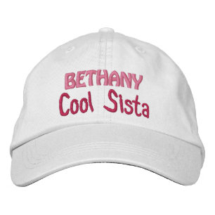 COOL SISTER Custom Name WHITE A07 Embroidered Hat