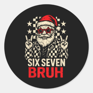 Cool Six Seven Bruh Santa Kids Christmas Party 67  Classic Round Sticker