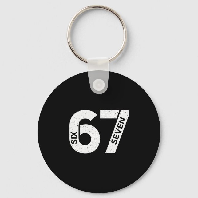 Cool Six Seven Number Gen Alpha Slang 6 7 Trending Keychain (Front)