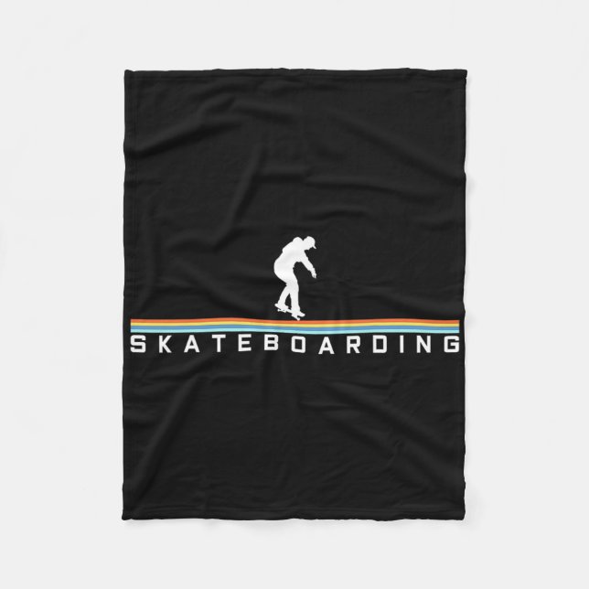 Cool Skateboard Retro Skateboarding Tee  Fleece Blanket (Front)
