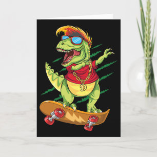 Cool Skateboarding Dinosaur Skater Dabbing T Rex S Card