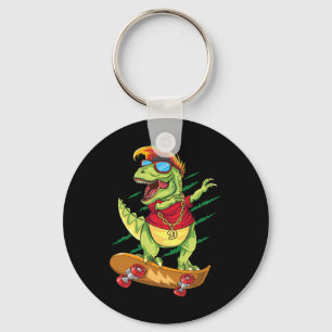 Cool Skateboarding Dinosaur Skater Dabbing T Rex S Keychain