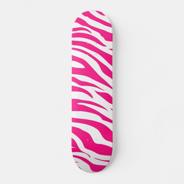 Cool Skateboards for Girls Hot Pink Zebra Stripe (Front)