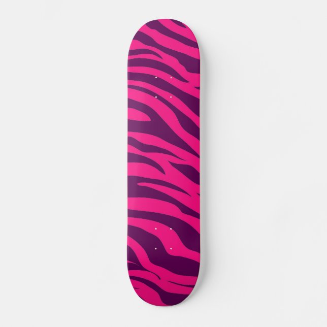 Cool Skateboards for Girls Pink Purple Zebra Print (Front)