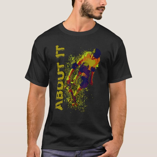 Cool Skater Guy Popping Sick Tricks Riding Narly B T-Shirt (Front)