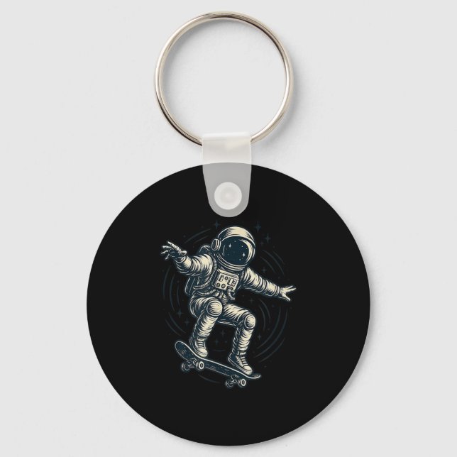 Cool Skating Astronaut Costume For Boys And Girls  Keychain (Front)
