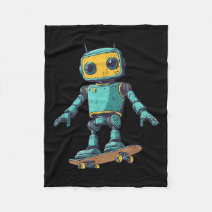 Cool Skating Robot With Skateboard Costume Fleece Blanket