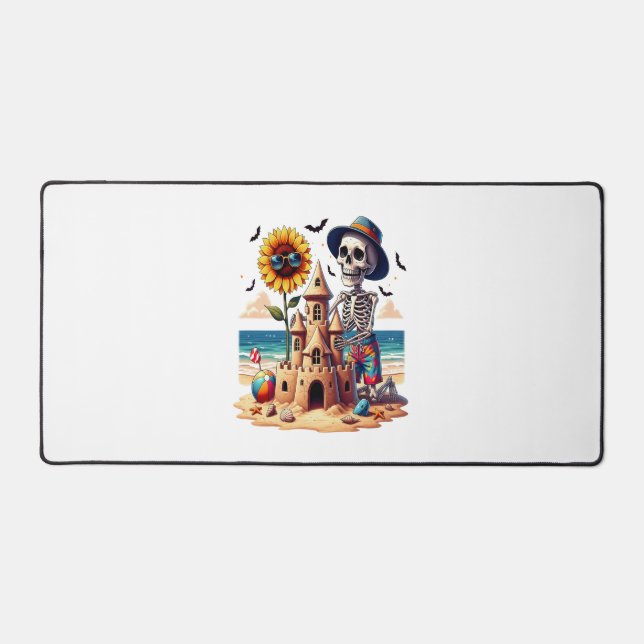 Cool Skeleton at the Beach Desk Mat (Front)