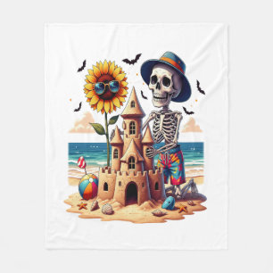 Cool Skeleton at the Beach Fleece Blanket